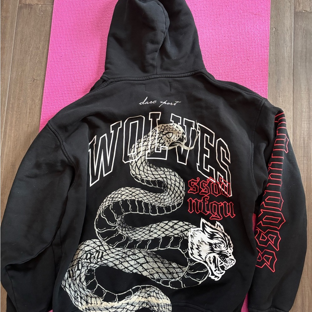 Darc Sport Black Hoodie with Snake and Wolf Design